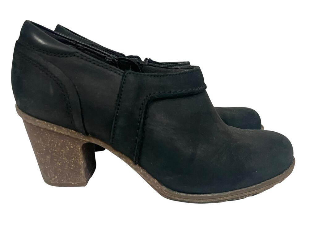 Clarks Collection Womens 8.5 Sashlin Aleta Bootie Black Leather Heel Side Zip